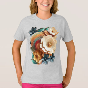 Chic, Elegant Creams och läderblomma struktur utse T Shirt