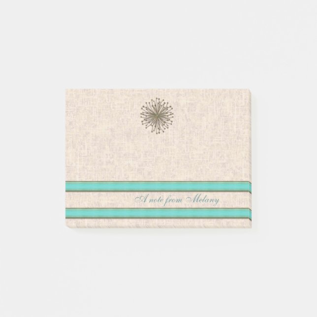 Chic elegant dandelion turcoise rand post-it block (Framsida)