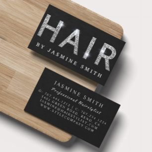 Chic Elegant Diamond Silver Hairstylist Visitkort