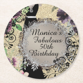 Chic Elegant Fabulous 50:e födelsedagen Underlägg Papper Rund