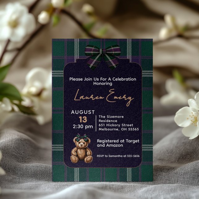 Chic elegant fancy bear baby shower invitation inbjudningar (Skapare uppladdad)