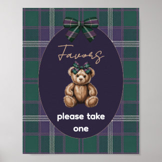 Chic Elegant Fancy Bear Favor Sign Poster