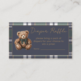 Chic elegant Fancy Bear R.L. theme Diaper Raffle Tilläggskort