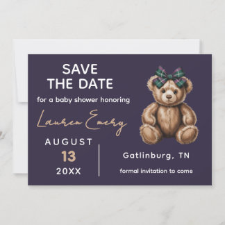 Chic Elegant Fancy Bear Save The Date Inbjudningar