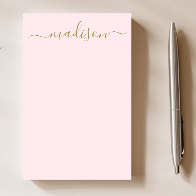 Chic Elegant Guld Calligraphy-skript Namn Post-it Block (Skapare uppladdad)