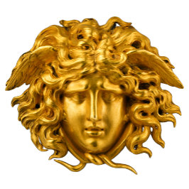 Chic Elegant Guld Fransk Medusa Haute Couture T Shirt