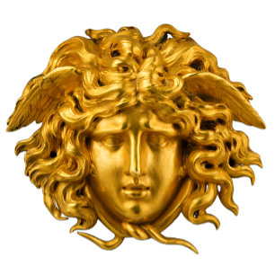 Chic Elegant Guld Fransk Medusa Haute Couture T Shirt