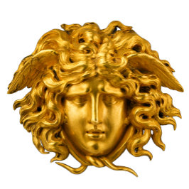 Chic Elegant Guld Fransk Medusa Haute Couture T Shirt