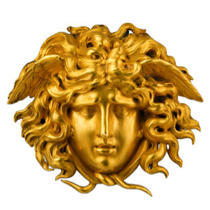 Chic Elegant Guld Fransk Medusa Haute Couture T Shirt