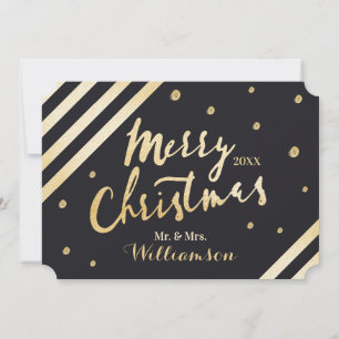 Chic Elegant Guld God jul Newlyweds Photo Julkort