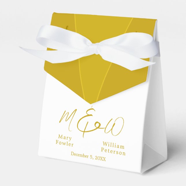 Chic Elegant Guld och White Bride and Groom Namn Presentaskar (Framsidan Sidan)