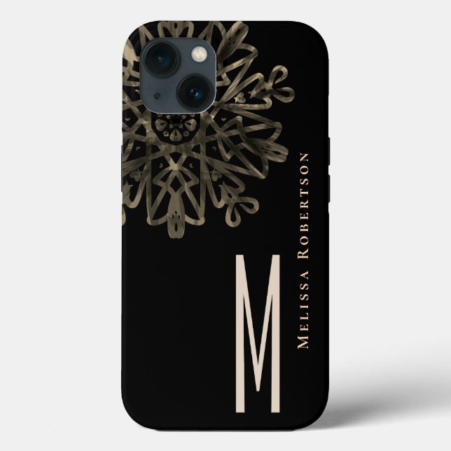 Chic Elegant Guld Ornate Monogramme (Baksida)