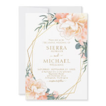 Chic Elegant Guld Peach Black Blommigt Bröllop