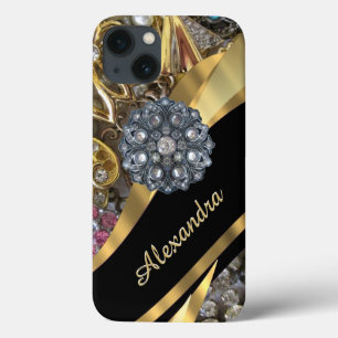 Chic elegant guld Rhinestone bling personlig