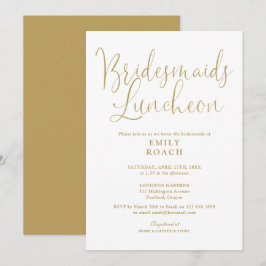 Chic Elegant Guld Script Bridesmaids Luncheon Inbjudningar