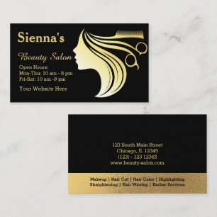 Chic Elegant guldsvart Hairstylist Visitkort