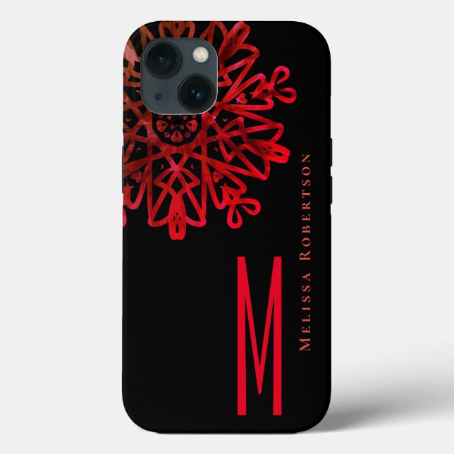 Chic Elegant Holography Reddiska Ornate Monogramme (Baksida)
