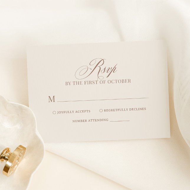 Chic Elegant Ivory and Taupe Luxe Neutral Wedding OSA Kort (Skapare uppladdad)