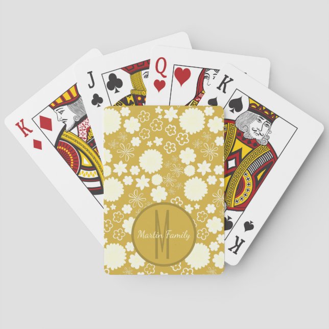 CHIC ELEGANT KREAM FLOWER FAMILY MONOGRAM CASINOKORT (Baksidan)