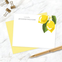 Chic Elegant Lemon Gult Personlig Notecards