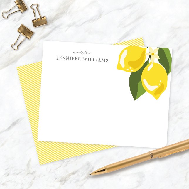 Chic Elegant Lemon Gult Personlig Notecards OSA Kort (Skapare uppladdad)