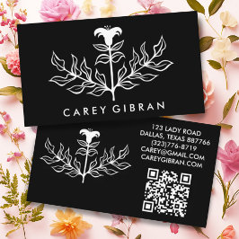 Chic Elegant Lily Line Teckning ANPASSNINGSBAR QR- Visitkort