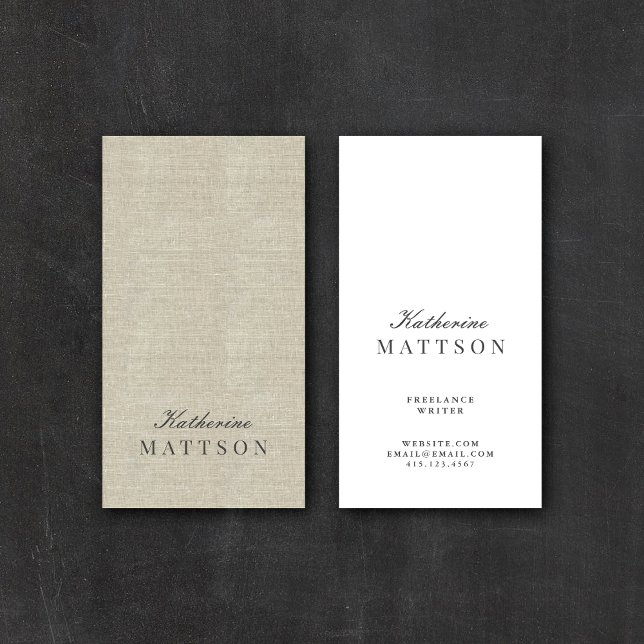 Chic + Elegant Linen Professionell Visitkort (Skapare uppladdad)