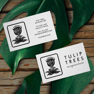 Chic Elegant Logotyp Stylized Tulip Hälsa Healer Visitkort