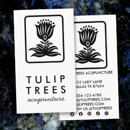 Chic Elegant Logotyp Stylized Tulip Hälsa Healer Visitkort