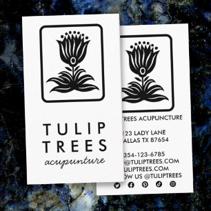 Chic Elegant Logotyp Stylized Tulip Hälsa Healer Visitkort