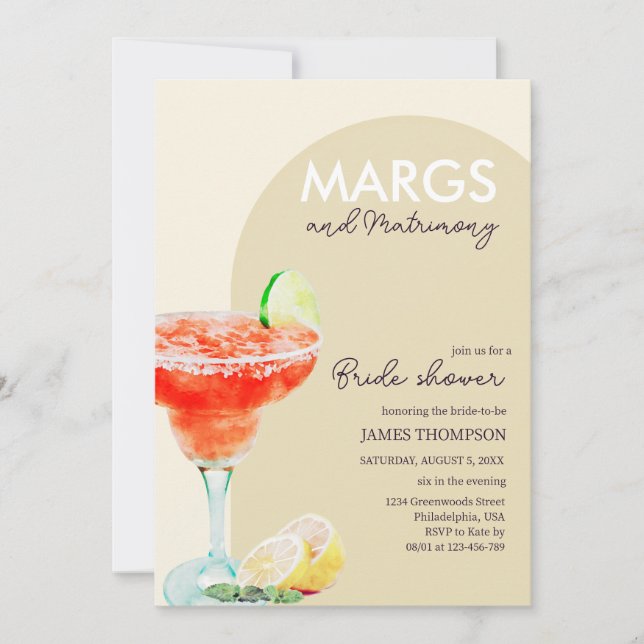 Chic Elegant Margs and Matrimony Möhippa Inv. Inbjudningar (Framsida)