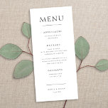 Chic Elegant - minimalisttyp - bröllopsmottagning Meny<br><div class="desc">Den här klassiska och moderna middagsmenyn i bröllop har en vit chic med svart elegant. Det är perfektens utformning för vilken elegant som helst,  än i dag,  bröllop! Se samlingen för samordnande artiklar.</div>