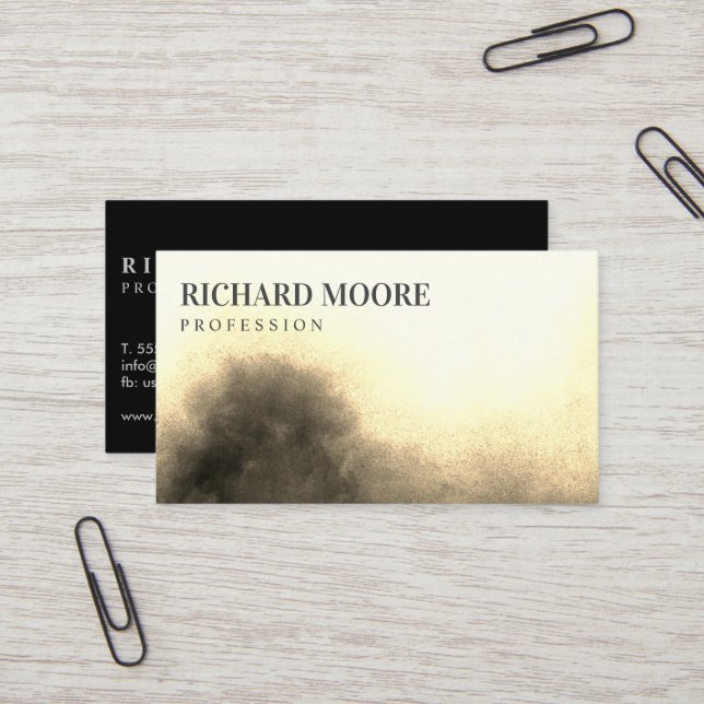 Chic Elegant Misty Golden Abstrakt Visitkort (Fram/Back In Situ)