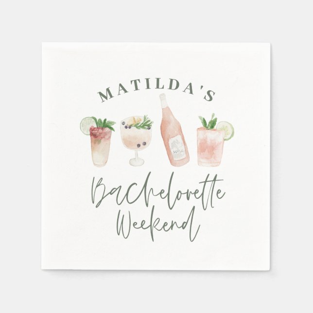 Chic elegant modern akvarell drycker möhippa pappersservett (Framsidan)