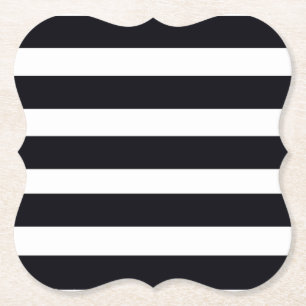 Chic Elegant Modern Black and White Rand Underlägg Papper