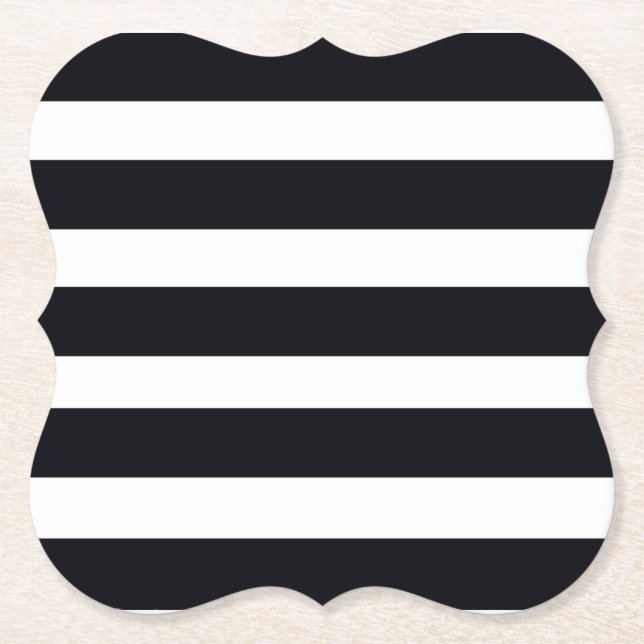 Chic Elegant Modern Black and White Rand Underlägg Papper (Framsida)