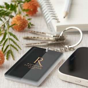 Chic Elegant Modern Black Guld monogrammad