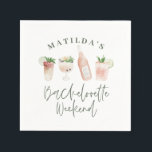 Chic elegant modern vattenfärg drycker möhippa pappersservett<br><div class="desc">Chic elegant modern vattenfärg drycker möhippa helg design. Idé present matchande tjejers helg fest dekoration.</div>