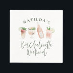 Chic elegant moderna vattenfärgsdrycker bacheloret pappersservett<br><div class="desc">Chic elegant Modern vattenfärgsdrycksformgivning Bachelorette helg. Idea-gåva av matchande flickor helg party-dekoration.</div>