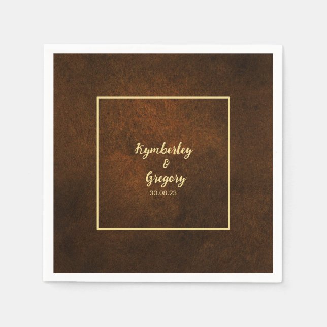 Chic Elegant Mörk Brun texturerad Pappersservett (Framsidan)