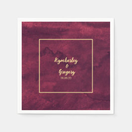 Chic Elegant Mörk Burgundy Watercolor Stil Pappersservett