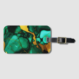 Chic Elegant mörk grönt golden gult Faux Marble Bagagebricka