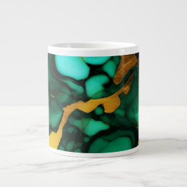Chic Elegant mörk grönt golden gult Faux Marble Jumbo Mugg