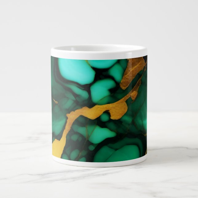 Chic Elegant mörk grönt golden gult Faux Marble Jumbo Mugg (Framsidan)