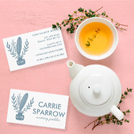 Chic Elegant Notary Public Inkpot Quill Botanical Visitkort