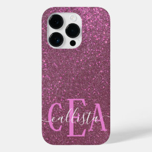 Chic Elegant Plum Lila Sparkly Glitter Monogram