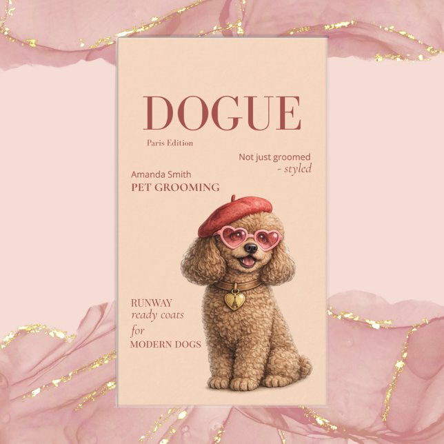 Chic Elegant Poodle Dogue Magazine Business Card Visitkort (Skapare uppladdad)