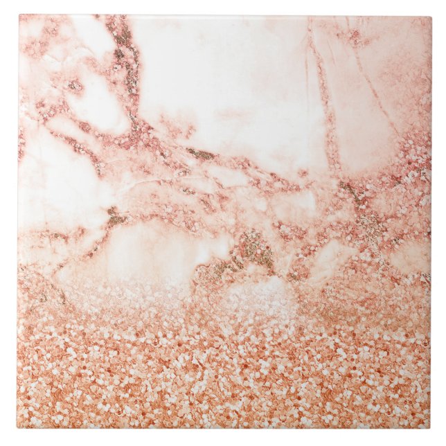 Chic Elegant Ro Ombre Glitter Marble Kakelplatta (Framsidan)