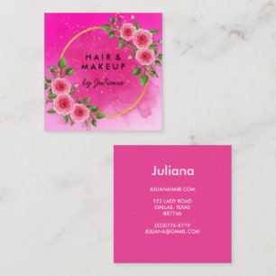 Chic Elegant Ro Ram Blommigt Rosa Business Fyrkantigt Visitkort