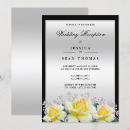 Chic Elegant Ro Silver bröllopsmottagning Inbjudningar